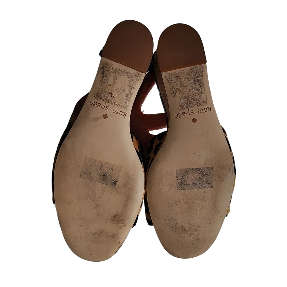 Kate Spade New York Lonnie Leopard Printed Calf Hair Wedge Sandals - 8M - Picture 13 of 13